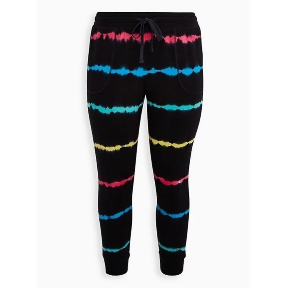 ❌SOLD❌ Torrid Classic Fit Jogger Back Tie Dye Size 3 French Terry Mid-Rise Pant - Picture 1 of 11